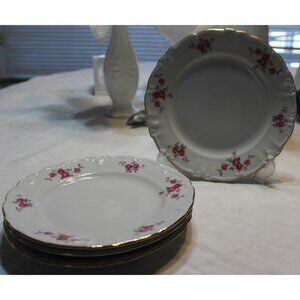 Set of 4,7.5" Vintage Winterling Bavaria Germany Pink Roses Salad Dessert Plates